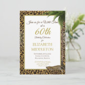 60e zestigste luipaard printpalm Wild Birthday Kaart (Staand voorkant)