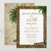 60e zestigste luipaard printpalm Wild Birthday Kaart (Voorkant / Achterkant)