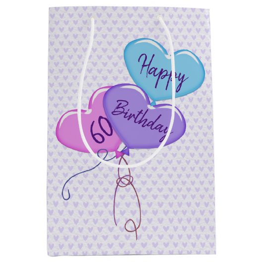 60e zondagse hartballonnen medium cadeauzakje (Voorkant)