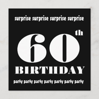 60e ZURPRISE Birthday Party Black White Sjabloon Kaart