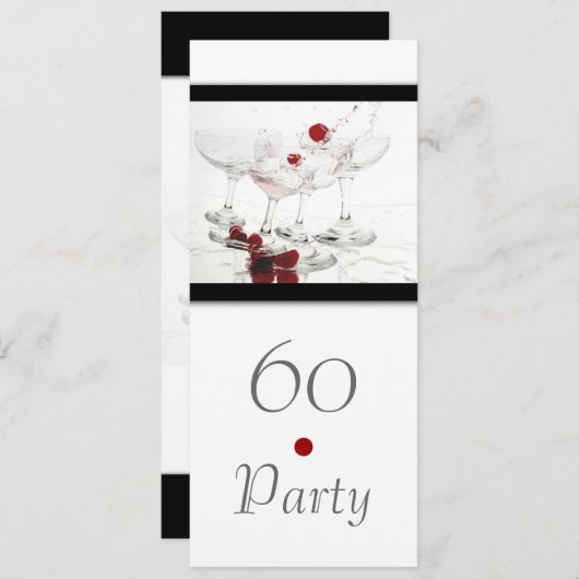 60e zwarte witte champagne elegant kaart (Voorkant / Achterkant)