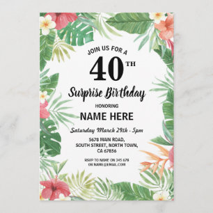 60ème 50ème 40ème anniversaire Invitation tropical
