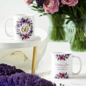 60ème Anniversaire Mug - Couronne florale avec num