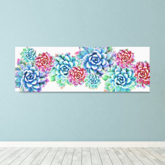 60in x 20in extra grote succulent canvas print (Insitu (Houten vloer))
