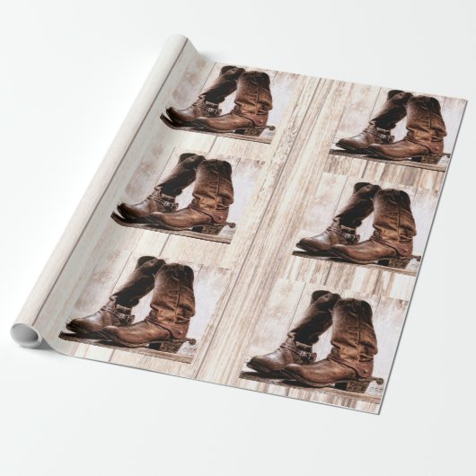 60lb Inpakpapier Roll laarzen land rustiek westen (Uitgerold)