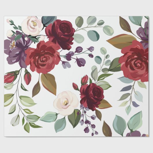 60lb Verpakking Papierrol Witte Rozen Gouden Geome Cadeaupapier (Vlak)