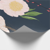 60lb wikkelpapier Roll Baby Roze Kosmos op Navy Cadeaupapier (Hoek)