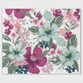 60lb Wrapping Paper Roll Tropische Bloemen op Wit Cadeaupapier (Vlak)