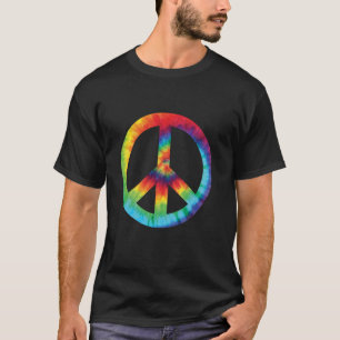 60s 70s 80s Hippie Vredessymbool Tie Dye  Pe T-shirt