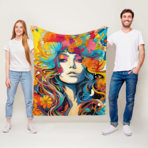 60s 70s Hippie Vrouw Psychedelische Hippie Fleece Deken