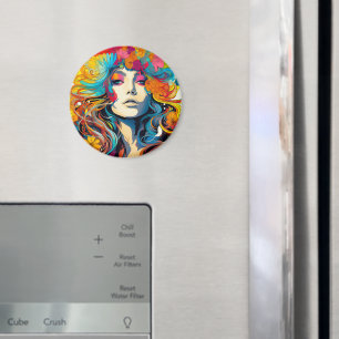 60s 70s Hippie Vrouw Psychedelische Hippie Magneet