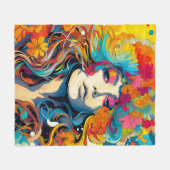 60s 70s Hippy Woman Psychedelic Hippie Fleece Deken (Voorkant (Horizontaal))