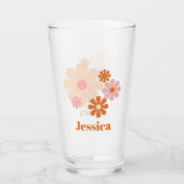 60s 70s Retro Flowers Roze Oranje glas (Achterkant)