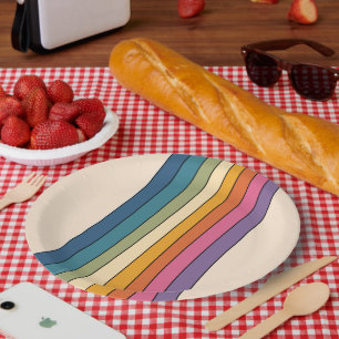 60s 70s Retro strepen Papieren Bordje