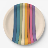 60s 70s Retro strepen Papieren Bordje (Voorkant)