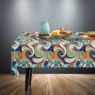 60s 70s Vibe Retro Wervelingen Abstract Pat#1 ID10 Tafelkleed