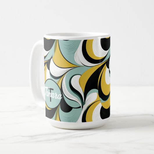 60s 70s Vibe Retro Wervelingen Abstract Pat#3 ID10 Koffiemok (Voorkant links)