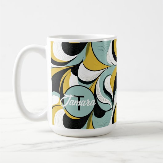 60s 70s Vibe Retro Wervelingen Abstract Pat#3 ID10 Koffiemok (Links)