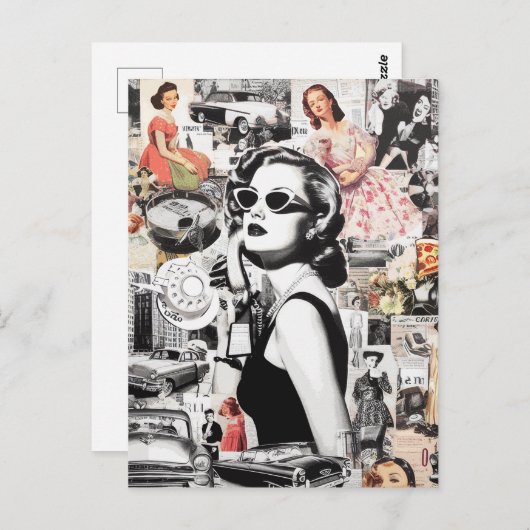 60s Abstracte Collage Briefkaart (Voorkant / Achterkant)