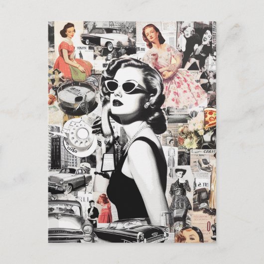 60s Abstracte Collage Briefkaart (Voorkant)