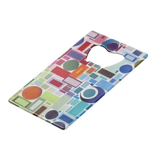 60's Disco Retro Mozaïek Collage Abstract Kredietkaart Flessenopener (Voorkant Gekanteld)
