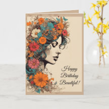 60s Hippie Bloemenmeisje Verjaardagskaart