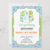 60s jongen verjaardag thema uitnodiging (Voorkant)