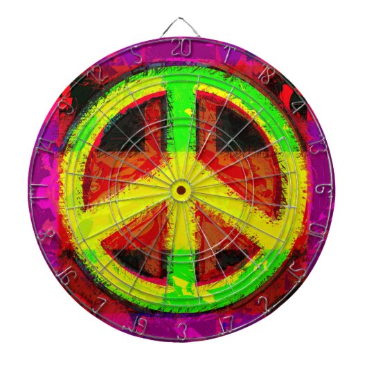 60's Peace Sign Retro Art Dart Board Dartbord (Voorkant)