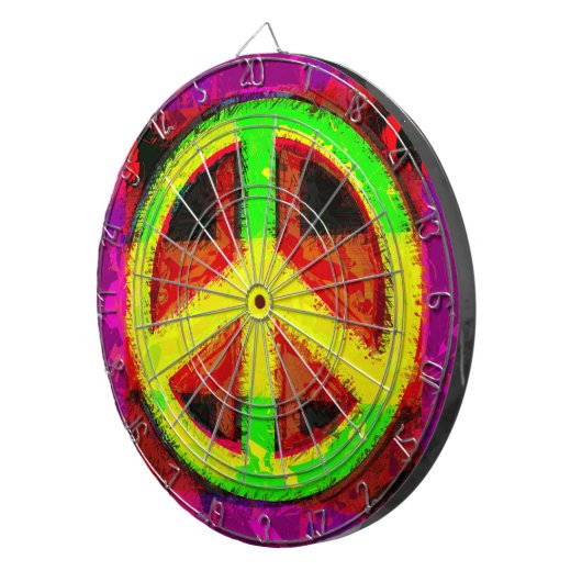 60's Peace Sign Retro Art Dart Board Dartbord (Voorkant Rechts)