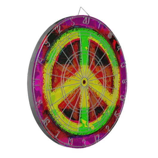 60's Peace Sign Retro Art Dart Board Dartbord (Voorkant Links)