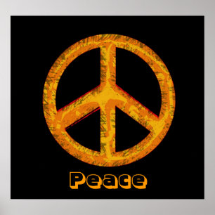 60's Peace Sign Retro Art Poster