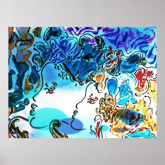 60s Peter Max kleurrijke waterverf profielen Poster (Voorkant)