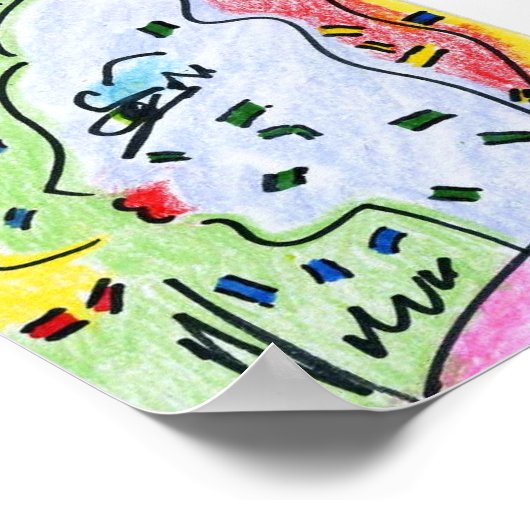 60s Peter Max profil style avec confitti Posters (Coin)