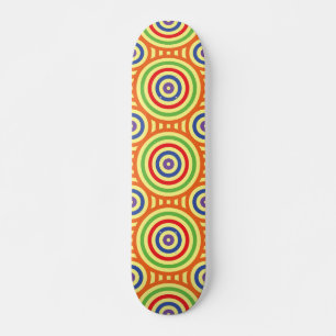 60s Retro Circulaire geometrische patronen. Rood, Skateboard