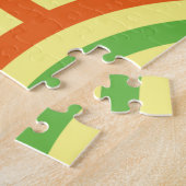 60s Retro Circular Geometric Pattern. Rood, groen Legpuzzel (Zijkant)
