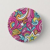 60s Retro Hippy Peace Pattern Ronde Button 5,7 Cm (Voorkant)