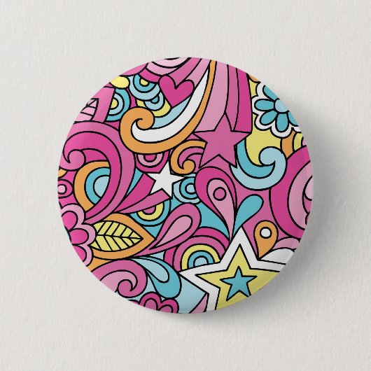 60s Retro Hippy Peace Pattern Ronde Button 5,7 Cm (Voorkant)