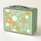 60s Retro Kitchen Flower Avocado Metal Lunch Box (Achterkant)