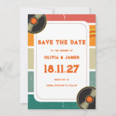 60s Retro Oude Muziek Vinyl Groovy Bruiloft Save The Date (Voorkant)