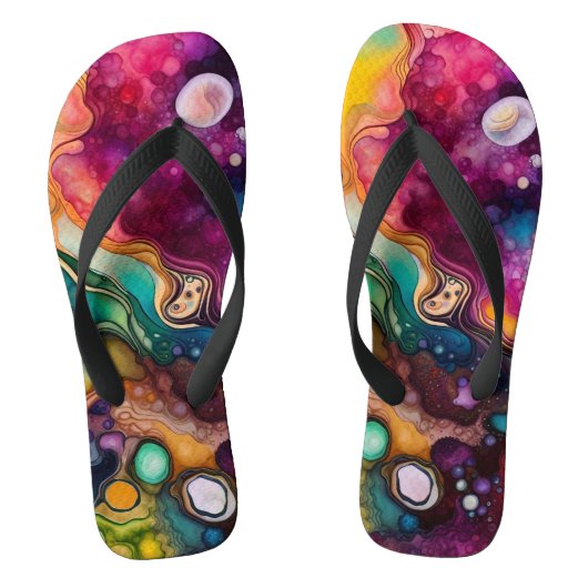 60s Retro Tye Die 70s Hippy Teenslippers (Voetbed)