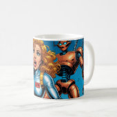 60s Scifi Woman running from Alien Robot Koffiemok (Voorkant rechts)