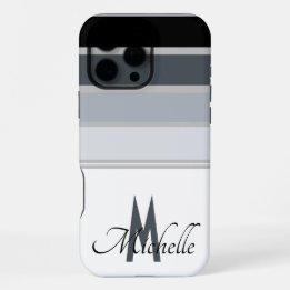 60s stijlvolle monochrome streeppatroon monogram iPhone 16 pro max hoesje