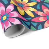  60s Vibe Mod Daisies All-over Print Cadeaupapier (Rol Hoek)