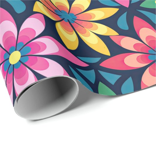  60s Vibe Mod Daisies All-over Print Cadeaupapier (Rol Hoek)