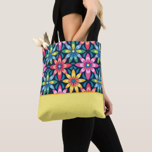 60s Vibe Mod Daisies, Kleurenblok Draagtas