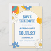 60s Zachte Retro Oude Muziek Bloemen Groovy Bruilo Save The Date (Voorkant)