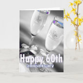 60ste huwelijksverjaardag champagne viering kaart (Gele Bloem)