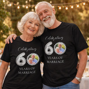 60ste huwelijksverjaardag foto diamanten zwarte ma t-shirt