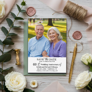 60ste huwelijksverjaardag Save the Date-foto Notitiekaartje