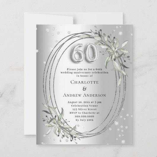 60ste huwelijksverjaardag zilveren diamanten uitno (Voorkant)